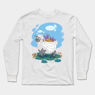 The bird's mom makes a nest on a sheep's back Long Sleeve T-Shirt